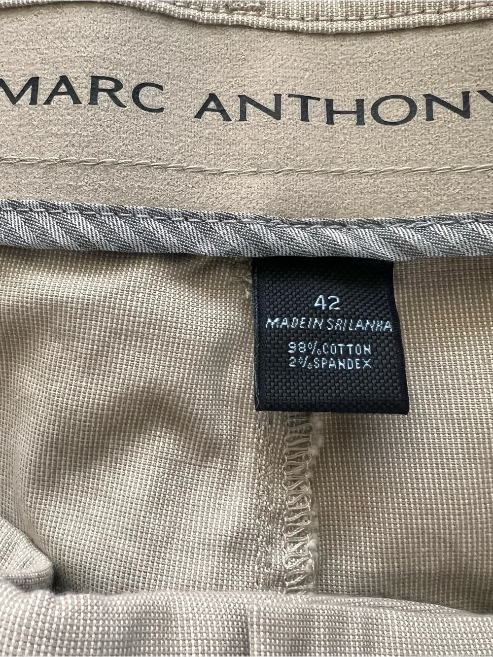 Marc Anthony Luxury Slim Fit Shorts Mens 42 Khaki Stretch Waist NWT Flat Front